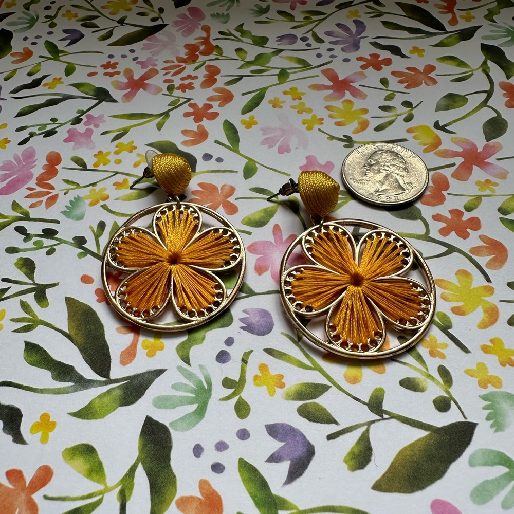 Yellow and Gold Earrings - Picture 3 of 6